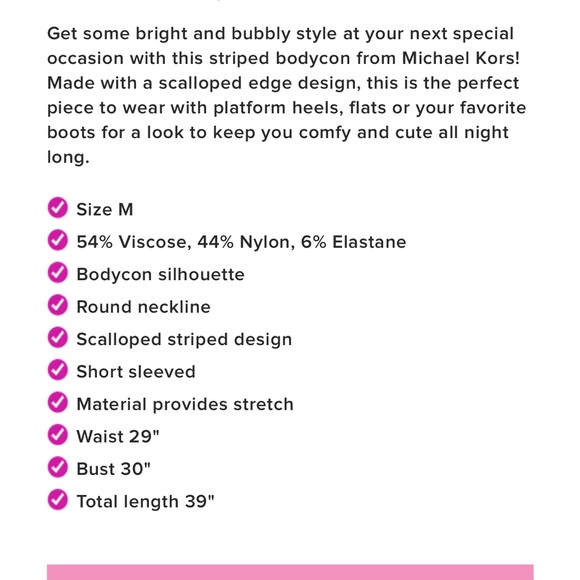 Michael Kors turquoise scalloped edge stretchy striped bodycon dress - Picture 12 of 12